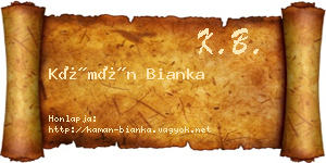 Kámán Bianka névjegykártya